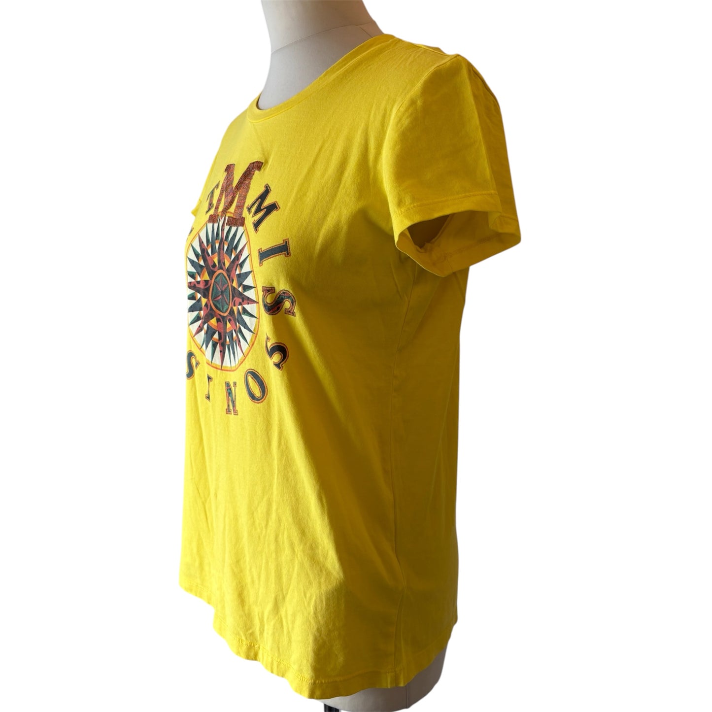 M MISSONI Sport Compass Logo Graphic T-Shirt- Yellow Size S