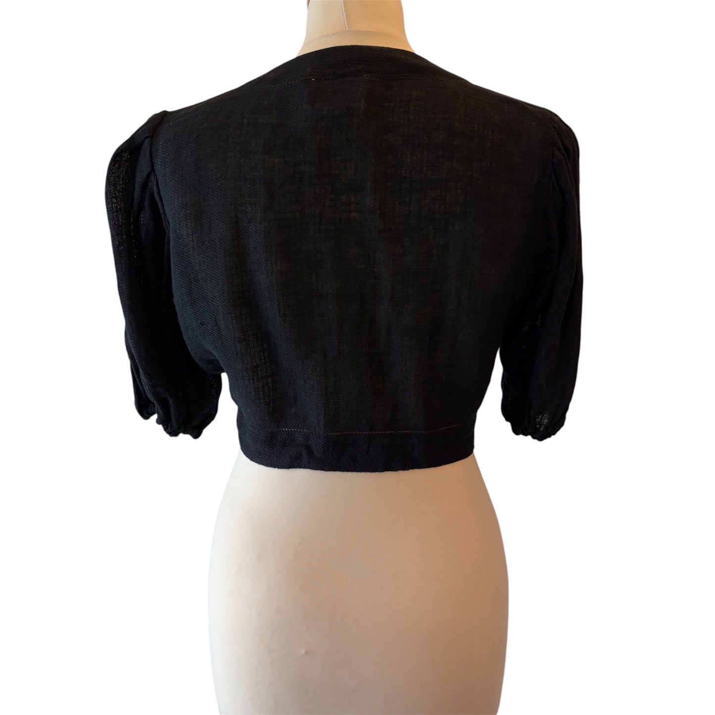 LISA MARIE FERNANDEZ Cropped Tie-Front Linen Blouse - Black Size 2/S