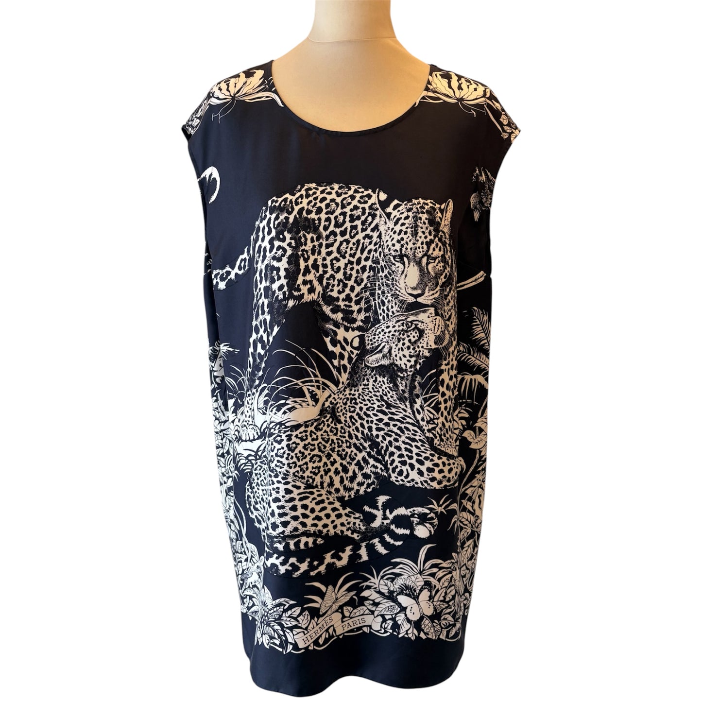 HERMÈS “Jungle Love” Silk Twill Dress Size FR 38