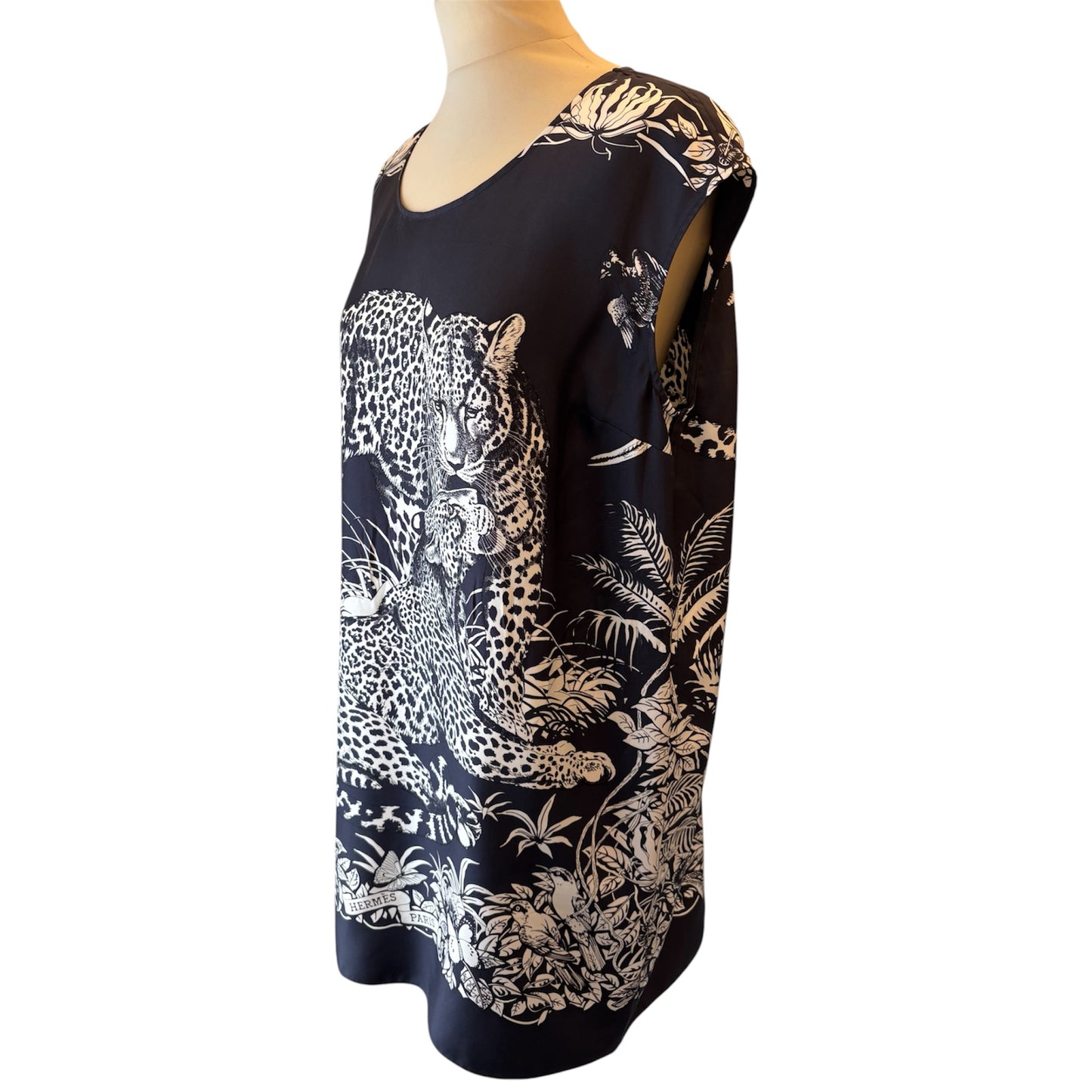 HERMÈS “Jungle Love” Silk Twill Dress Size FR 38