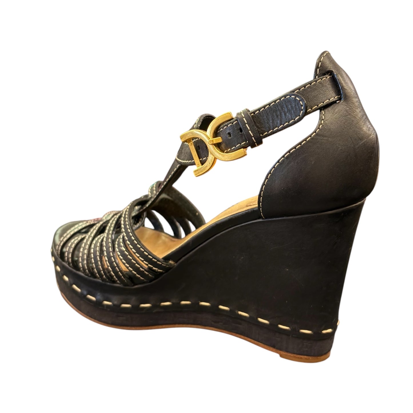 CHLOÉ Wedge Sandals Black Size 37