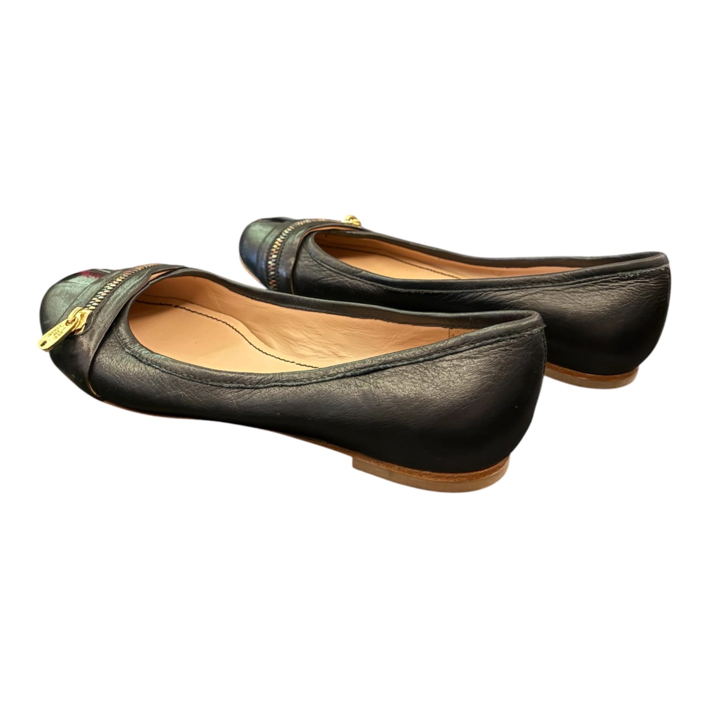 SEE BY CHLOÉ Black Leather Zipper Ballet Flats Size 36