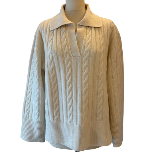 DAGMAR Cable-knit Polo Sweater Size S