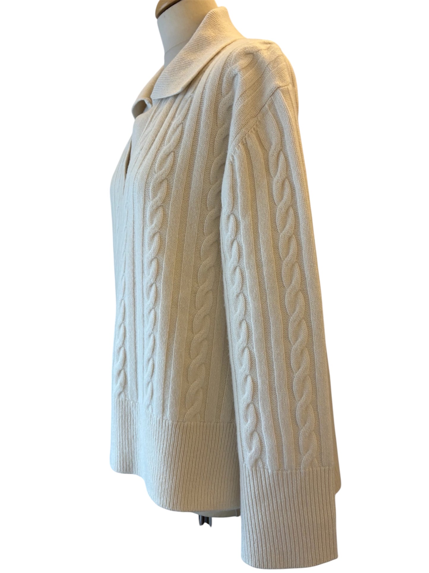 DAGMAR Cable-knit Polo Sweater Size S