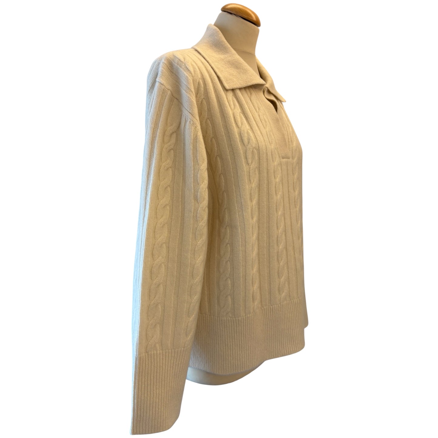 DAGMAR Cable-knit Polo Sweater Size S
