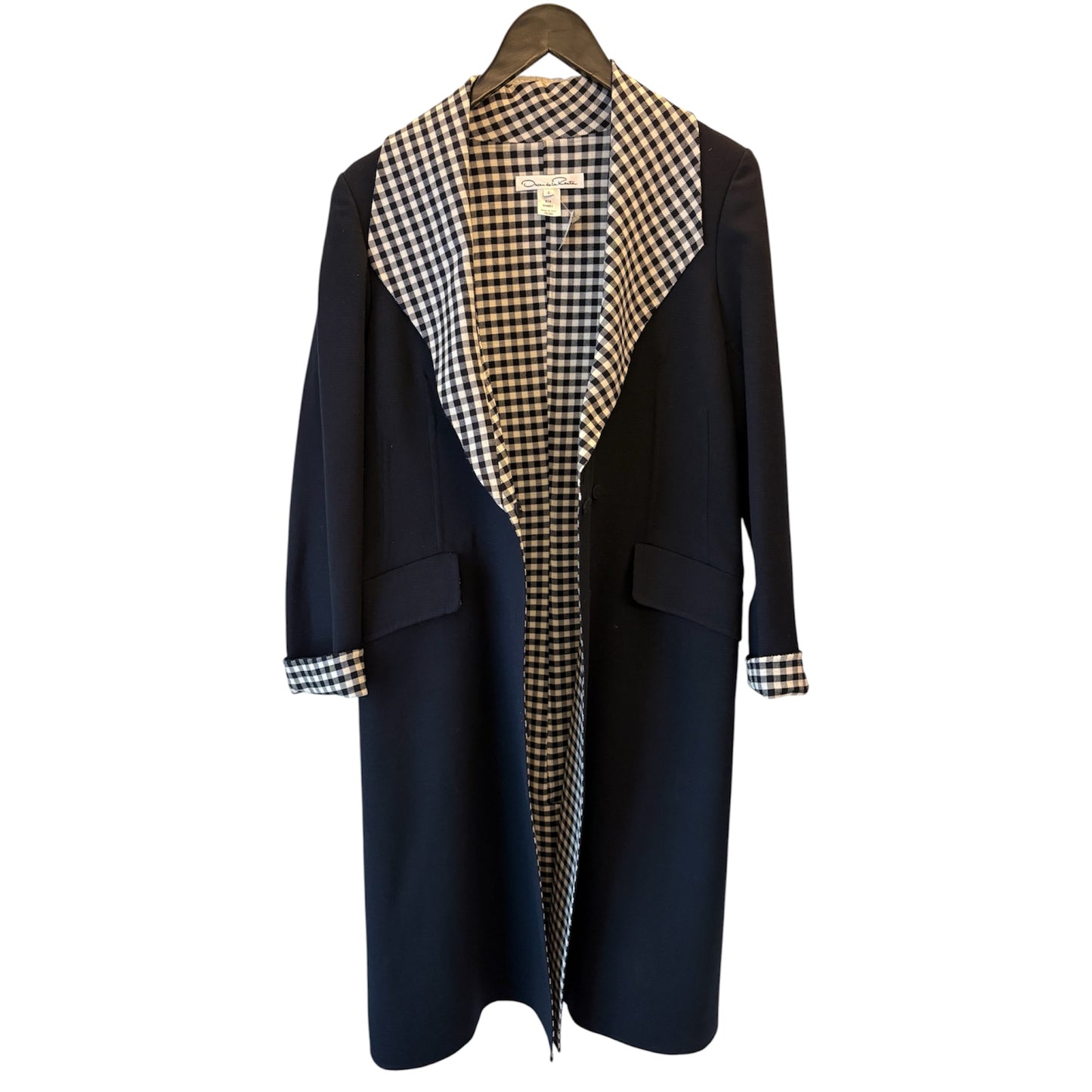 RARE OSCAR DE LA RENTA S14 Navy Virgin Wool Coat Size US 8