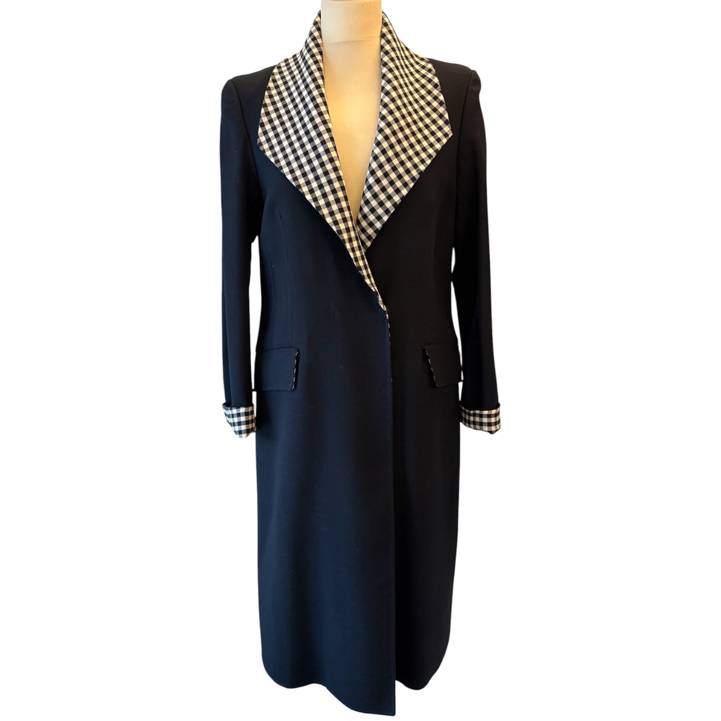 RARE OSCAR DE LA RENTA S14 Navy Virgin Wool Coat Size US 8