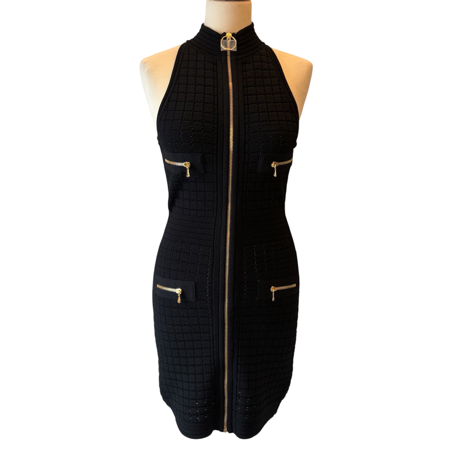 BALMAIN Knit Sleeveless Zip-Front Dress Size S