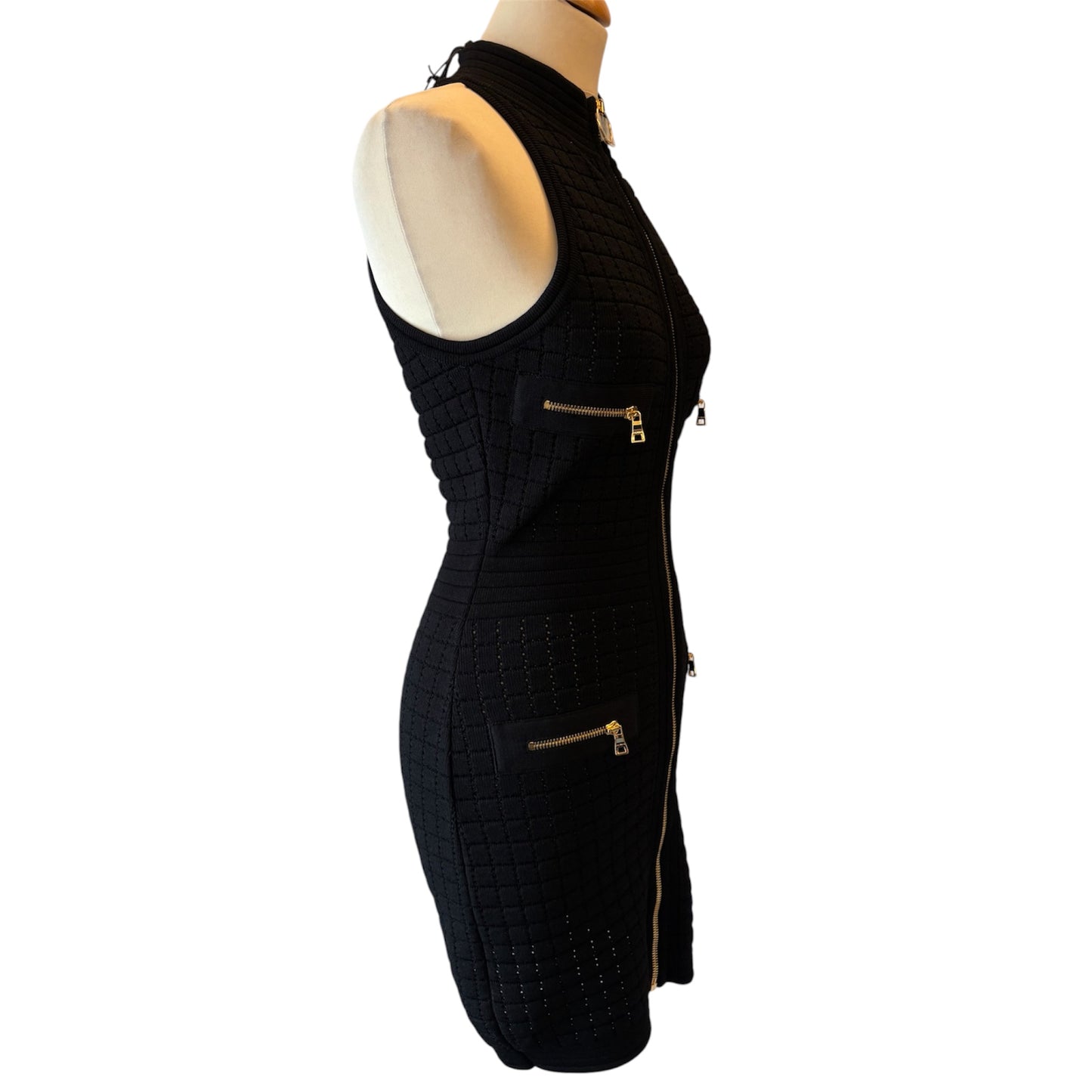 BALMAIN Knit Sleeveless Zip-Front Dress Size S