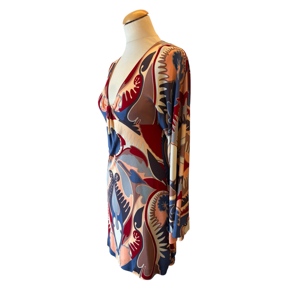 MISSONI Vintage Printed Long-Sleeved Mini Dress Size IT 40