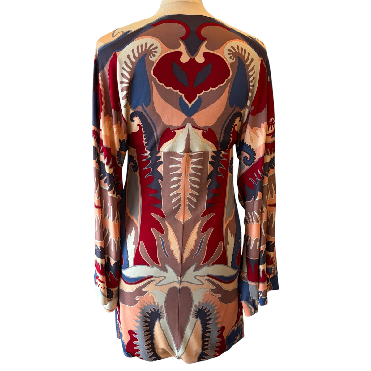 MISSONI Vintage Printed Long-Sleeved Mini Dress Size IT 40