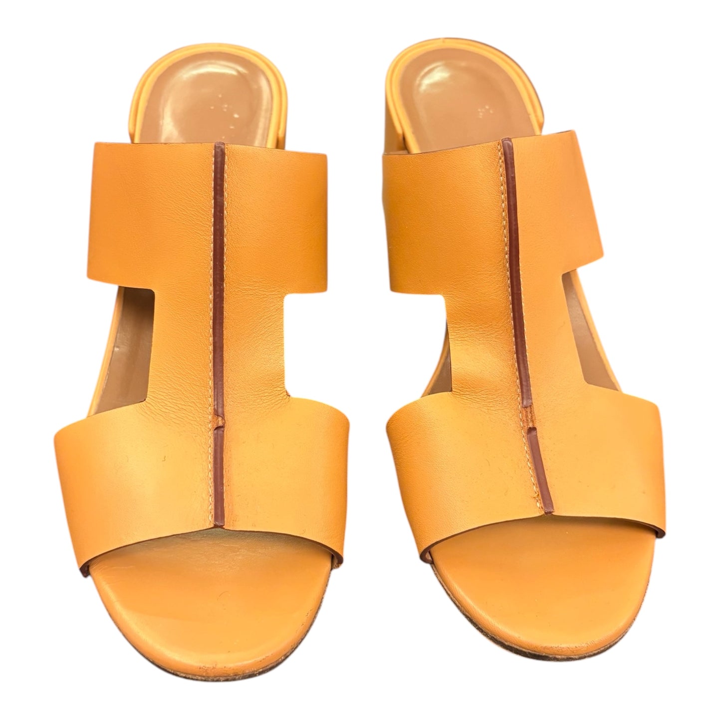 HERMÈS Ostia Leather Heeled Sandals Size 39