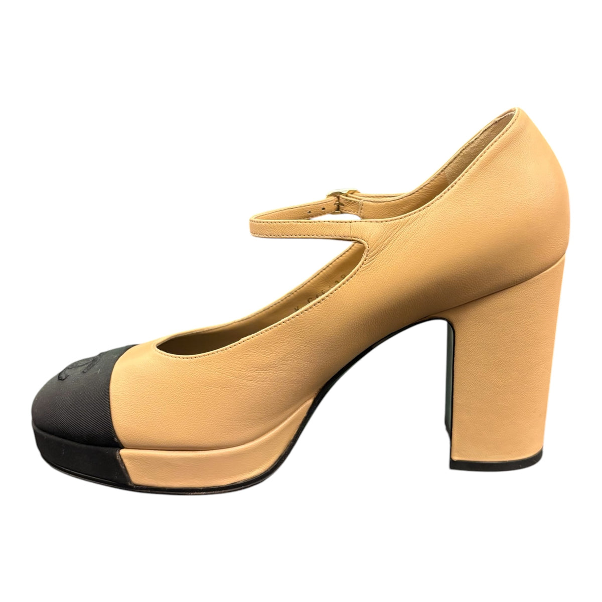 CHANEL Two-Tone Block Heel Mary Janes Size 40