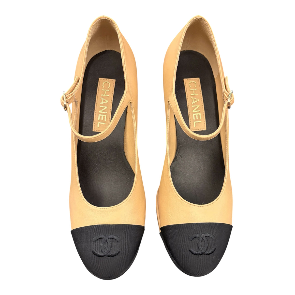 CHANEL Two-Tone Block Heel Mary Janes Size 40