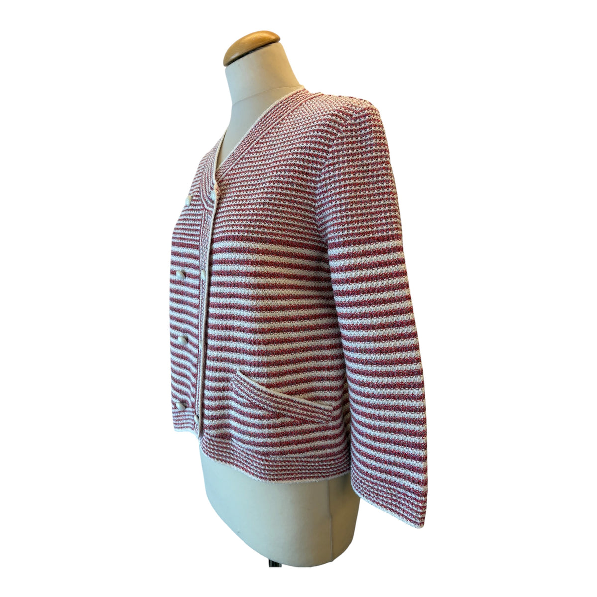 CHANEL (NWT) 2015 Pre-Spring/Summer Striped Knit Jacket Size IT 44