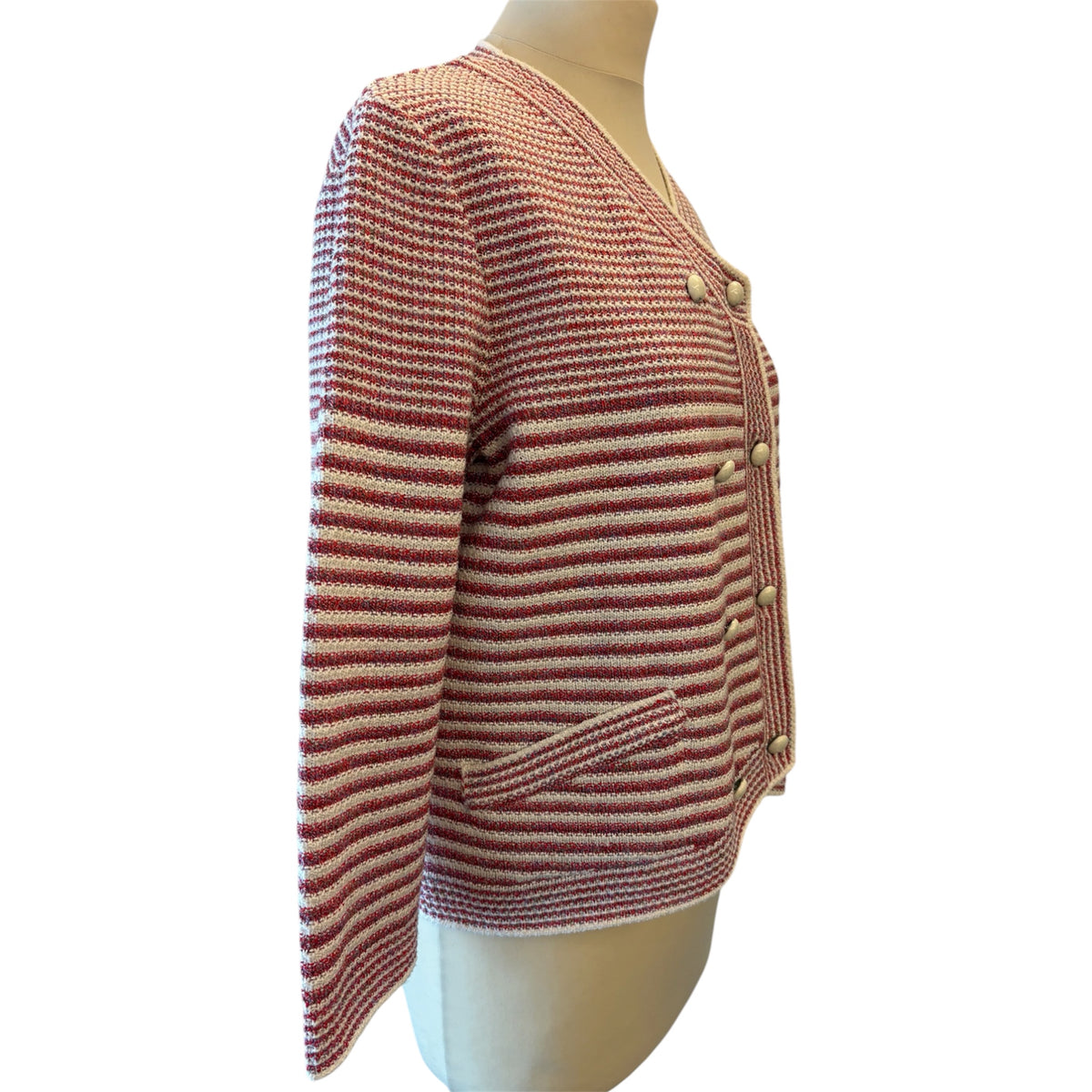 CHANEL (NWT) 2015 Pre-Spring/Summer Striped Knit Jacket Size IT 44