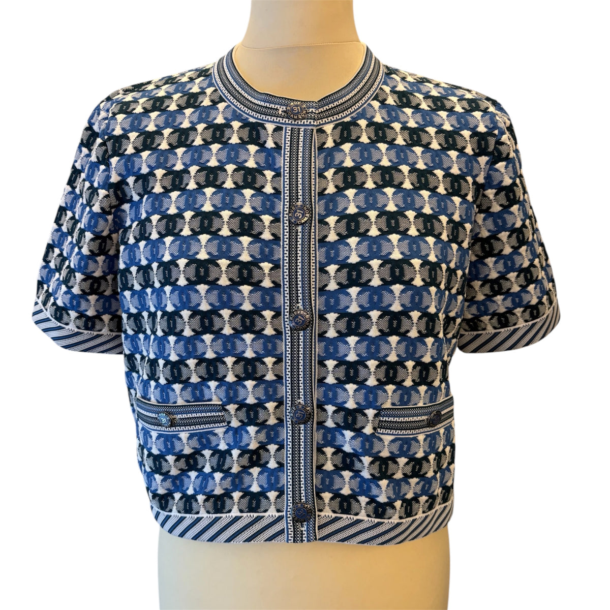 CHANEL (NWT) 2019 Sprin/Summer All-Over CC Pattern Cardigan Size IT 42