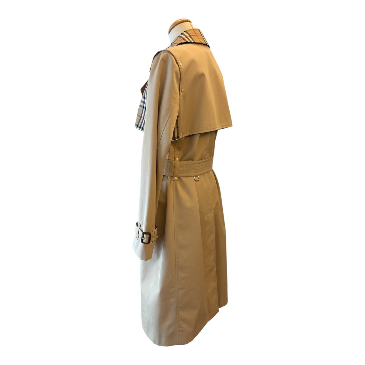 BURBERRY Check Panel Cotton Gabardine Trench Coat Size IT 42