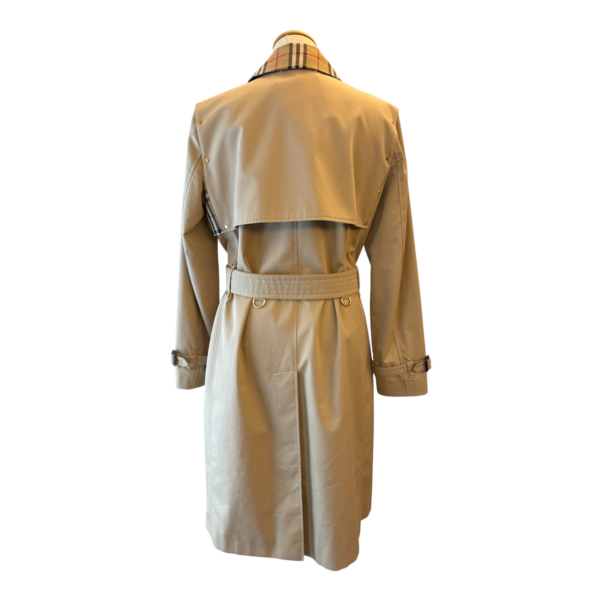 BURBERRY Check Panel Cotton Gabardine Trench Coat Size IT 42