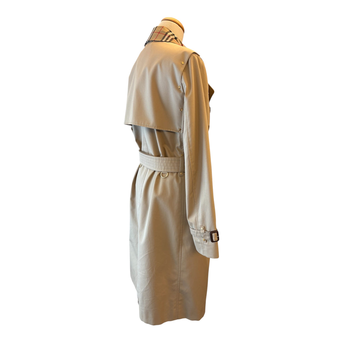 BURBERRY Check Panel Cotton Gabardine Trench Coat Size IT 42