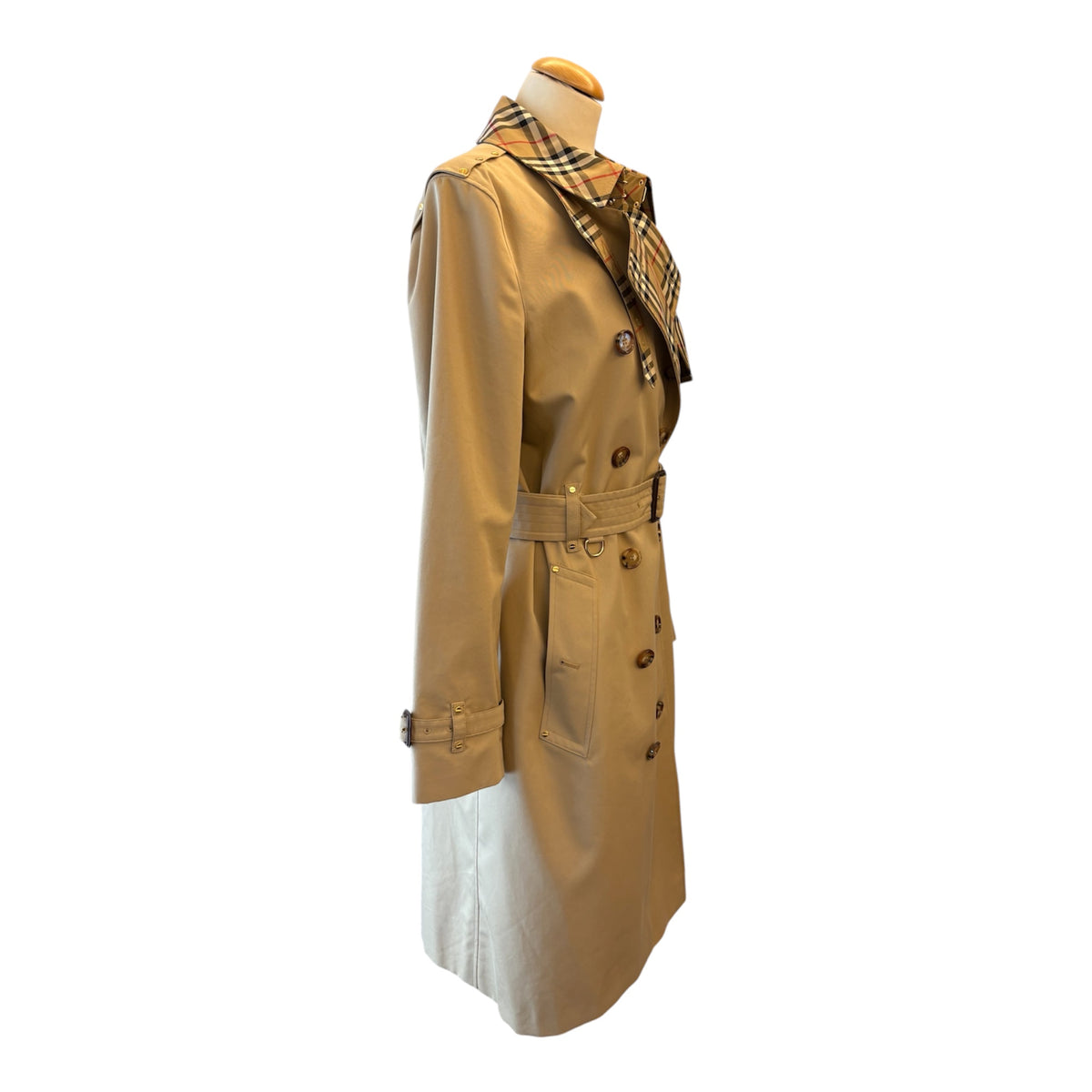 BURBERRY Check Panel Cotton Gabardine Trench Coat Size IT 42