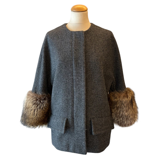 MARNI Wool Jacket with Fur Cuffs Size IT 42