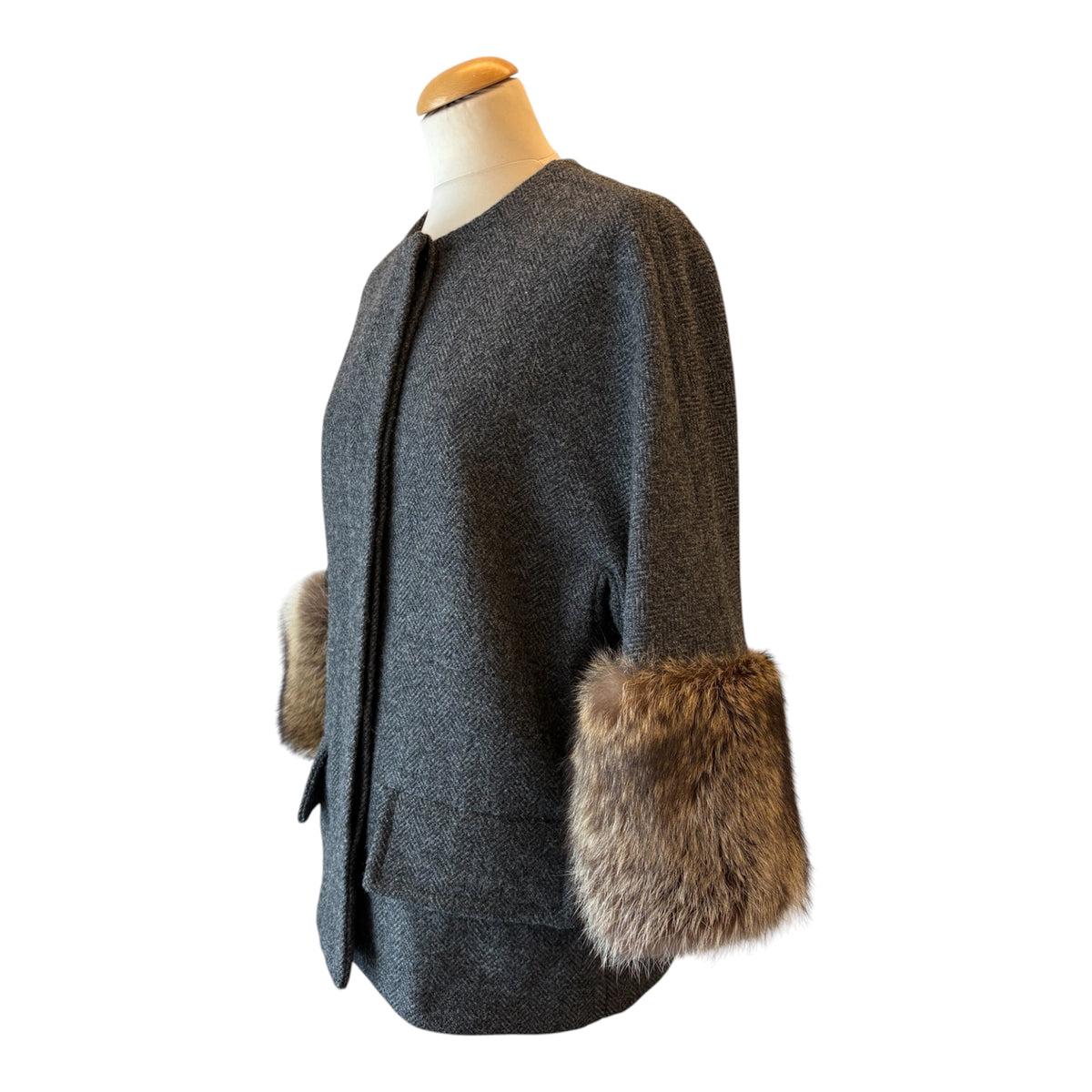 MARNI Wool Jacket with Fur Cuffs Size IT 42