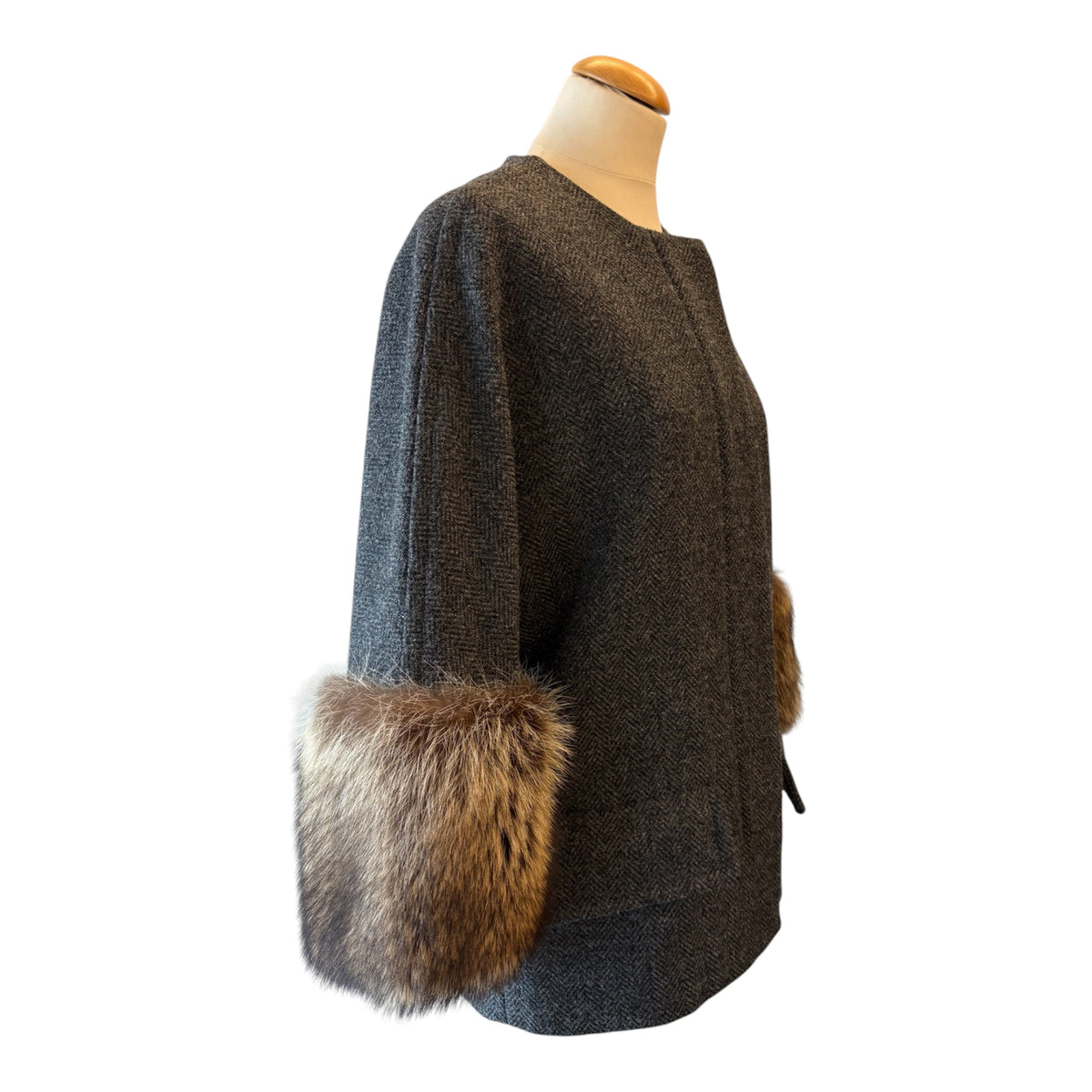 MARNI Wool Jacket with Fur Cuffs Size IT 42
