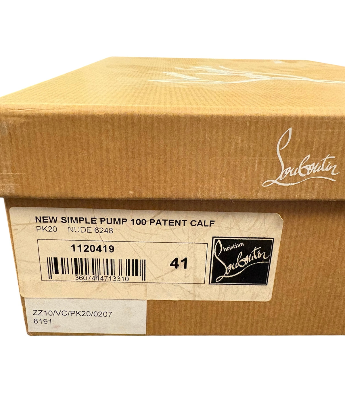 CHRISTIAN LOUBOUTIN New Simple Pump 100 in Nude Patent Calf Size 41