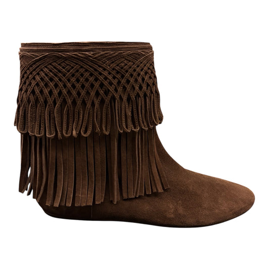 DIOR Brown Suede Fringed Ankle Boots Size 40