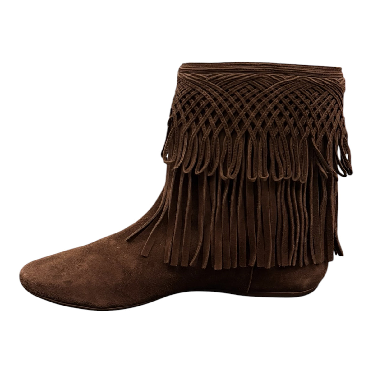 DIOR Brown Suede Fringed Ankle Boots Size 40