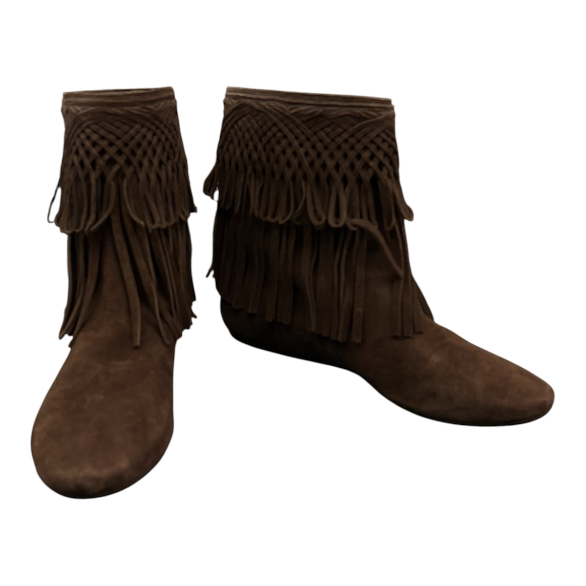 DIOR Brown Suede Fringed Ankle Boots Size 40