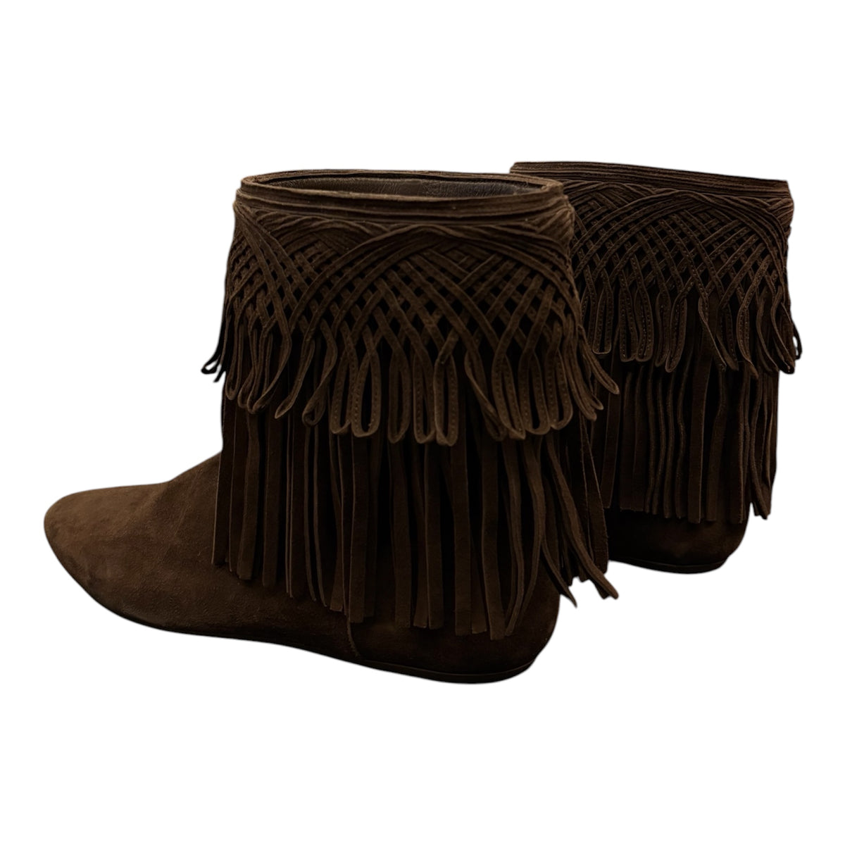 DIOR Brown Suede Fringed Ankle Boots Size 40