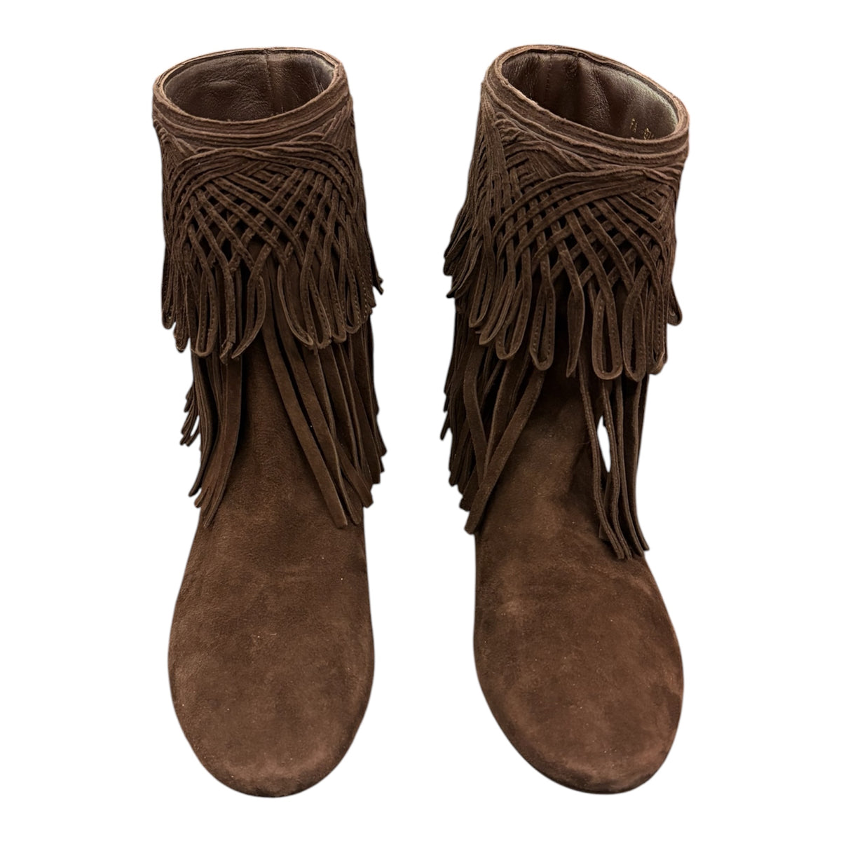 DIOR Brown Suede Fringed Ankle Boots Size 40
