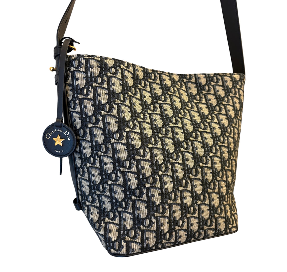 CHRISTIAN DIOR Diorstar Bucket Bag Blue Oblique Jacquard