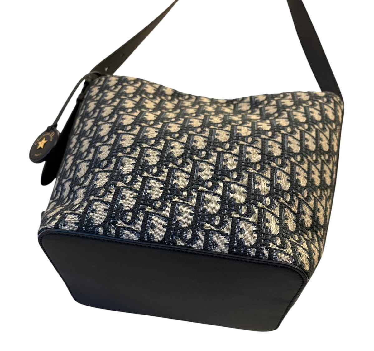 CHRISTIAN DIOR Diorstar Bucket Bag Blue Oblique Jacquard