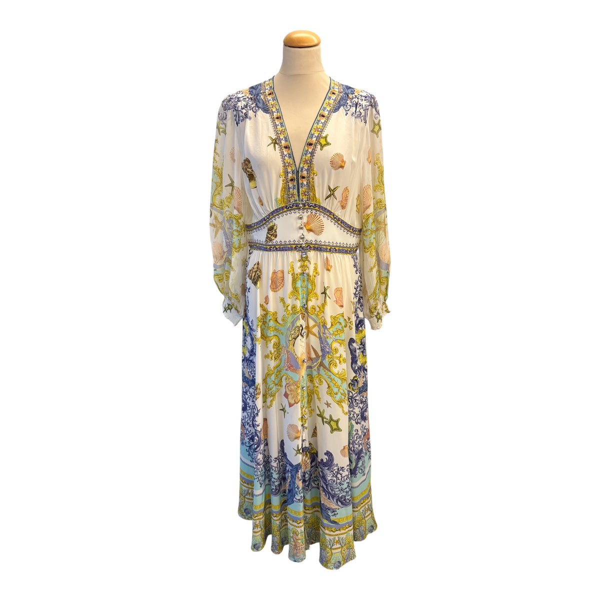 CAMILLA “Star Of The Sea” Embellished Silk Maxi Dress Size L