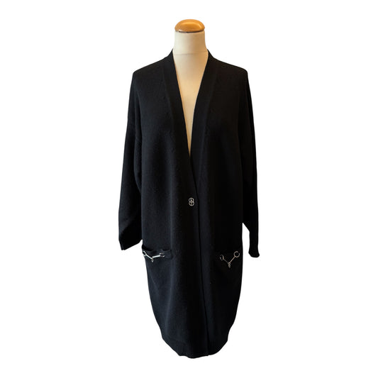 HERMÈS Long Cashmere Cardigan with Charm Details Size FR 36