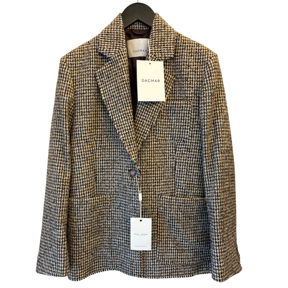 HOUSE OF DAGMAR (NWT) Houndstooth Brown Beige Blazer Size 36