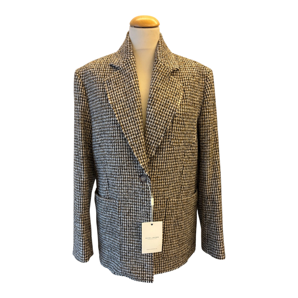 HOUSE OF DAGMAR (NWT) Houndstooth Brown Beige Blazer Size 36