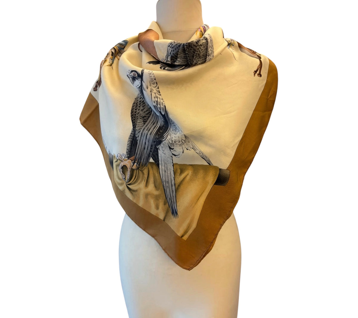 HERMÈS Vintage Silk Scarf “Chasse à Vol” by Henri de Linares 90x90 cm