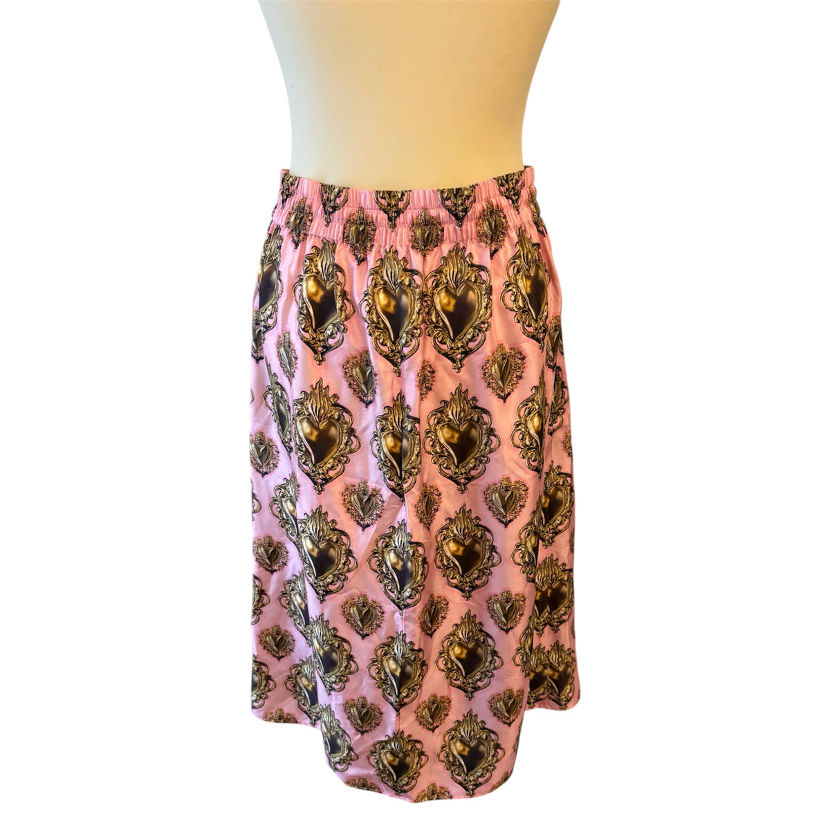 DOLCE & GABBANA (NWT) Silk “Sacro Cuore” Midi Skirt Size IT 44