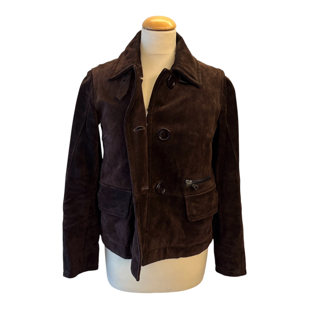 PRADA Vintage Fur Lined Suede Jacket Size IT 38 (XS)