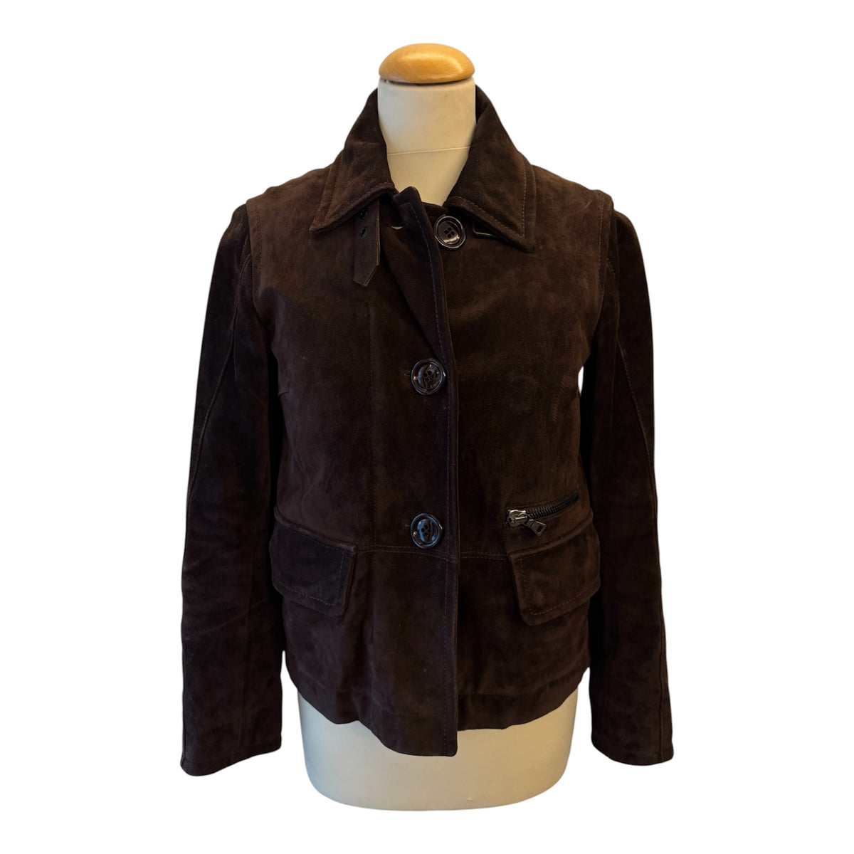PRADA Vintage Fur Lined Suede Jacket Size IT 38 (XS)