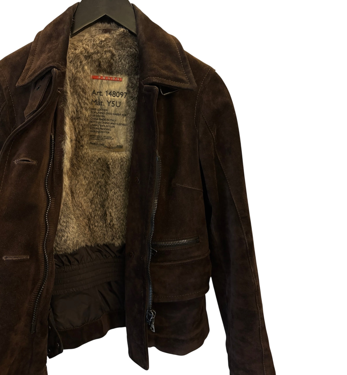 PRADA Vintage Fur Lined Suede Jacket Size IT 38 (XS)