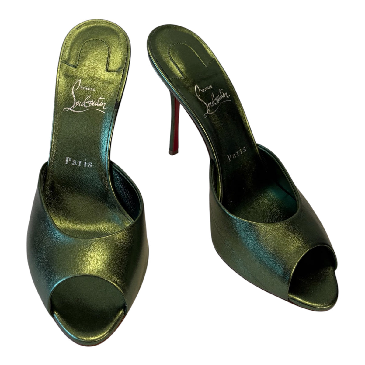 CHRISTIAN LOUBOUTIN Me Dolly Metallic Mules Size 40,5
