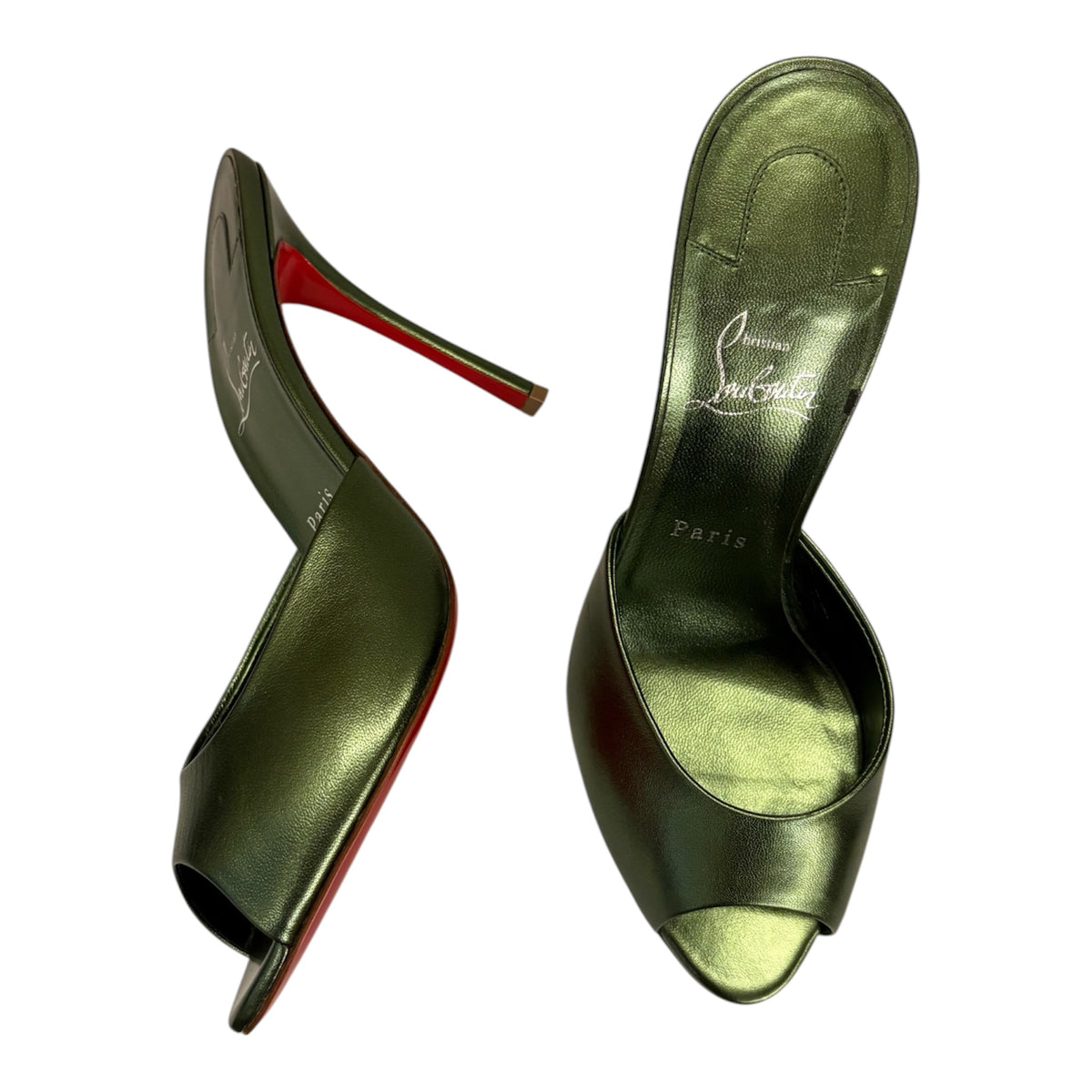 CHRISTIAN LOUBOUTIN Me Dolly Metallic Mules Size 40,5