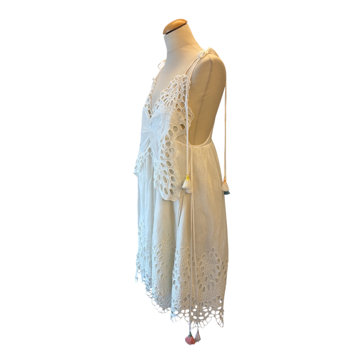CHLOÉ Butterfly Broderie Anglaise Tassel Tulle Dress Size FR 36