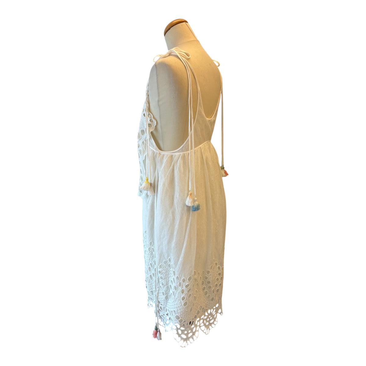 CHLOÉ Butterfly Broderie Anglaise Tassel Tulle Dress Size FR 36