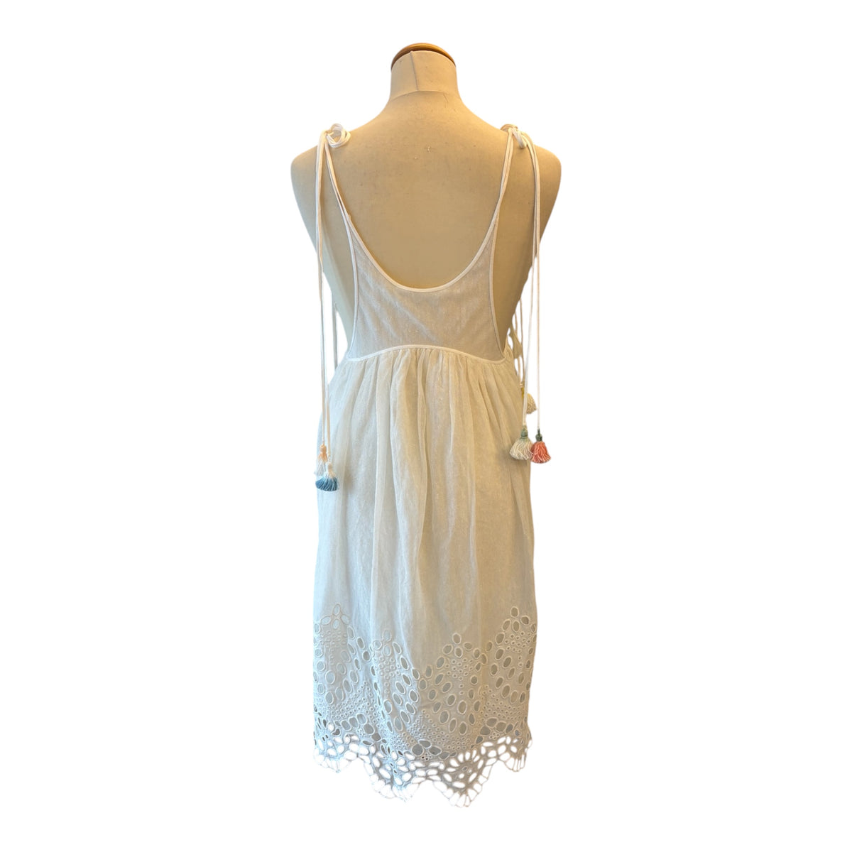CHLOÉ Butterfly Broderie Anglaise Tassel Tulle Dress Size FR 36